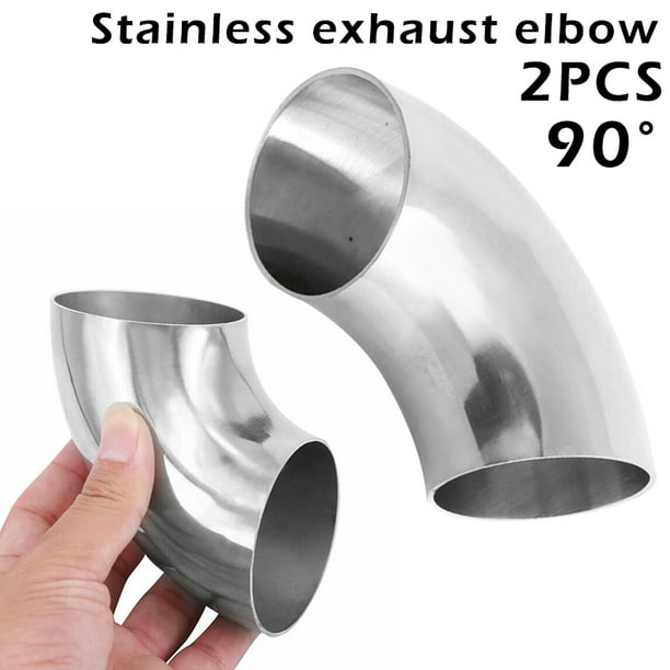 Universal 2.5 Car Exhaust Pipe Stainless Steel 90° Bend Elbow Tube 1.5mm Thick